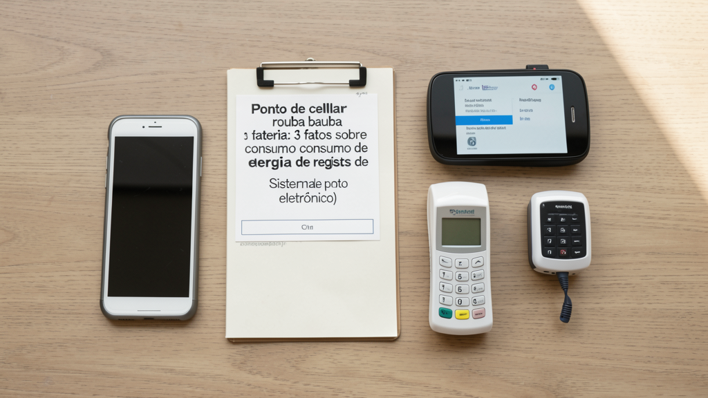 Imagem editorial ilustrando Ponto de celular rouba bateria: 3 fatos sobre o consumo de energia de apps de registro